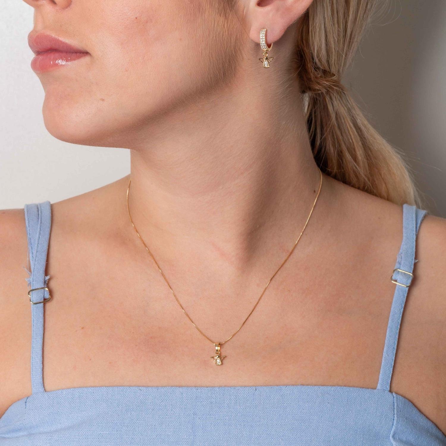 Cjt-399-Fo Conjunto De Anjinho Cravejado Com Micro Zircônias