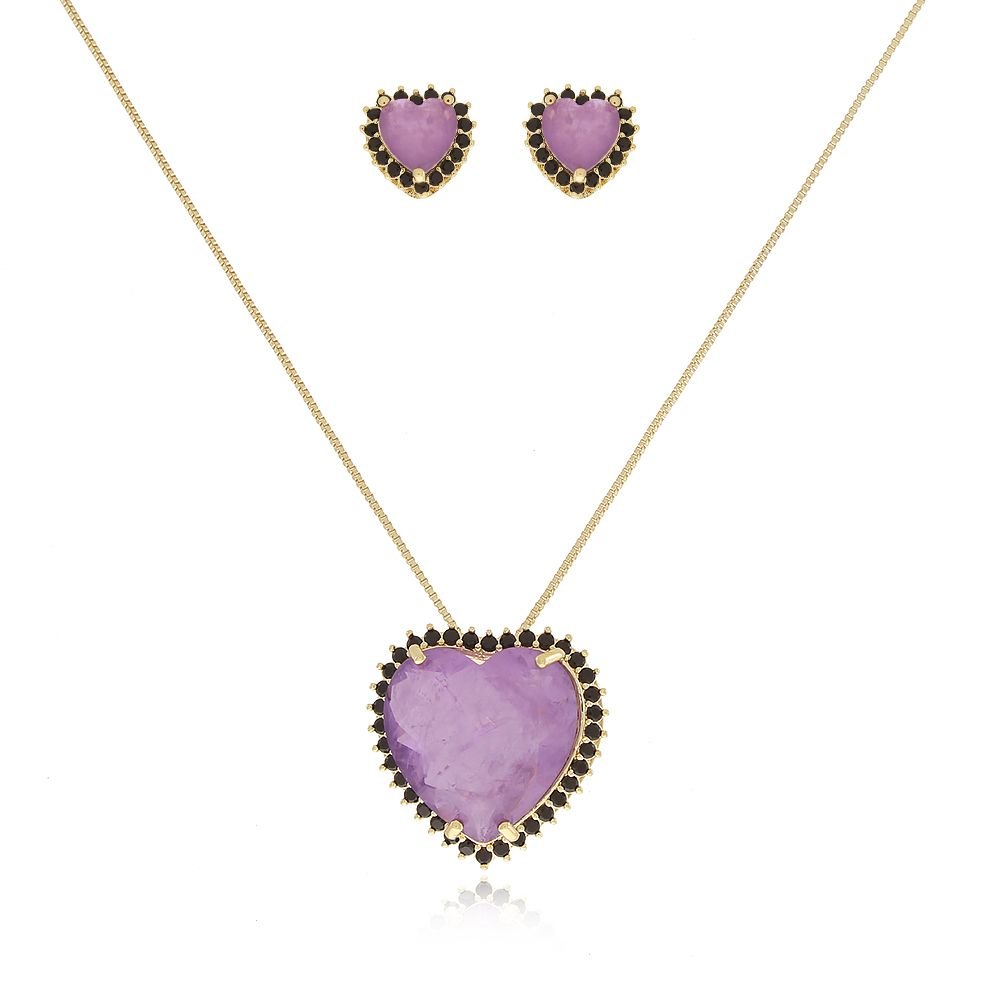 Cjt-517-Fo 50cm+5cm Conjunto De Coração Cravejado