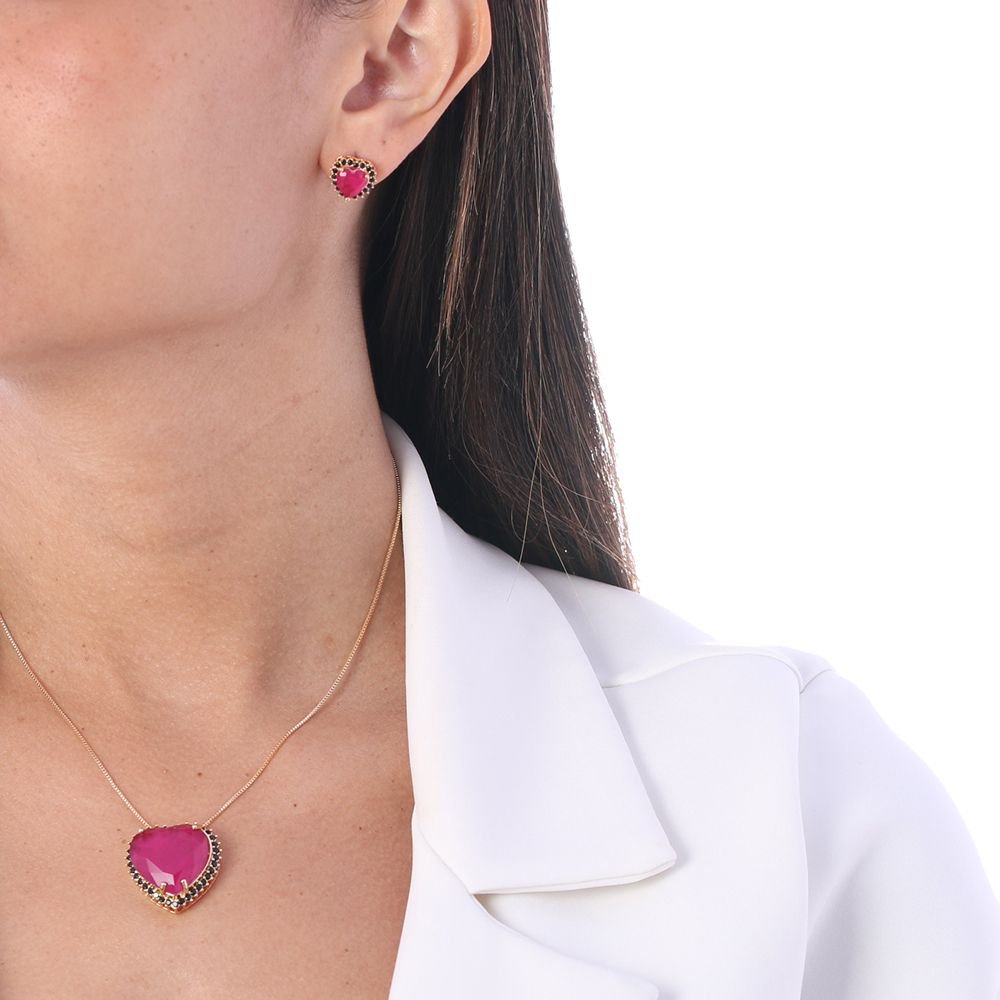 Cjt-517-Fo 50cm+5cm Conjunto De Coração Cravejado