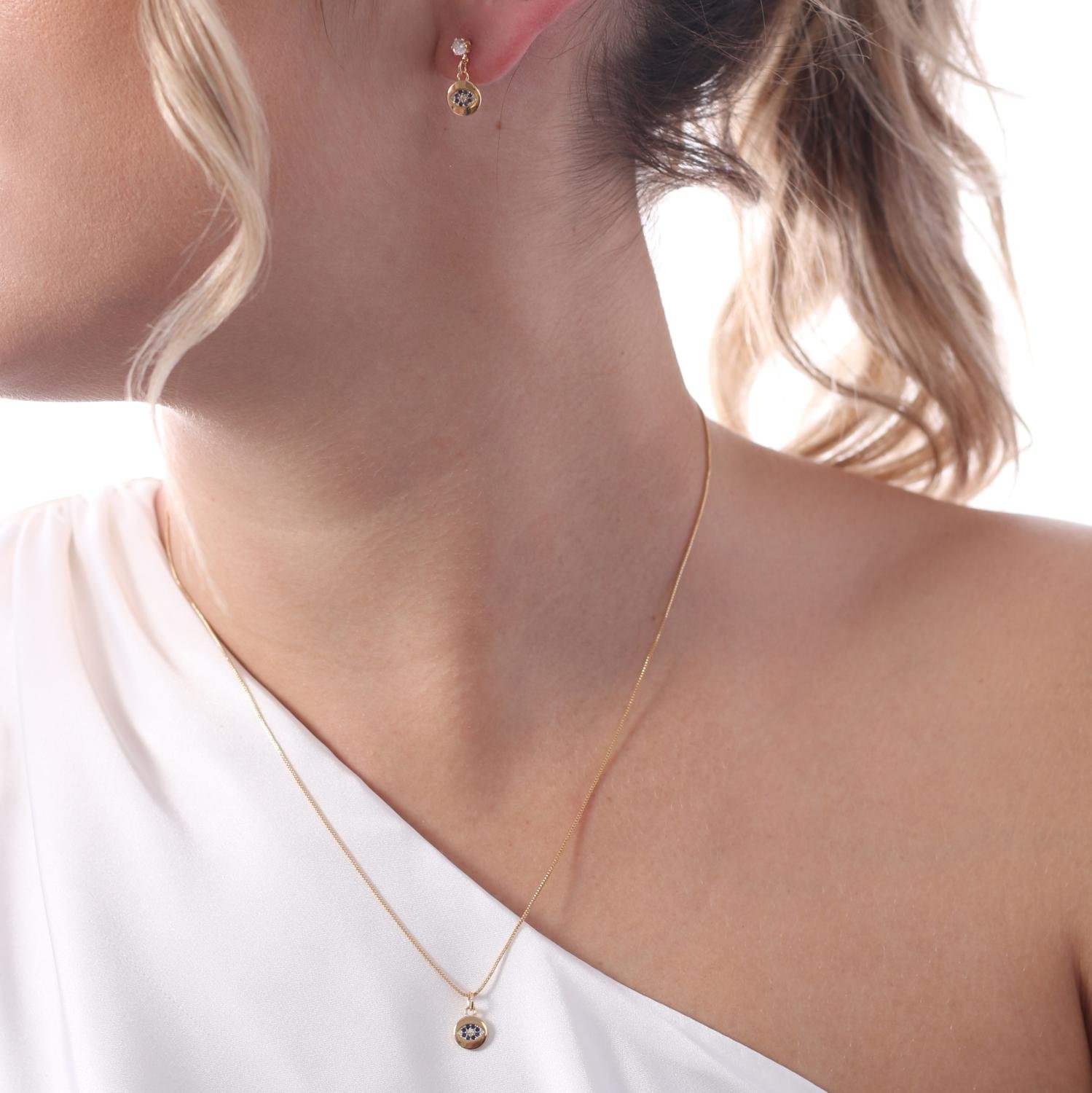 Cjt-526-Fo (40cm+5cm) Conjunto De Olho Grego Cravejado