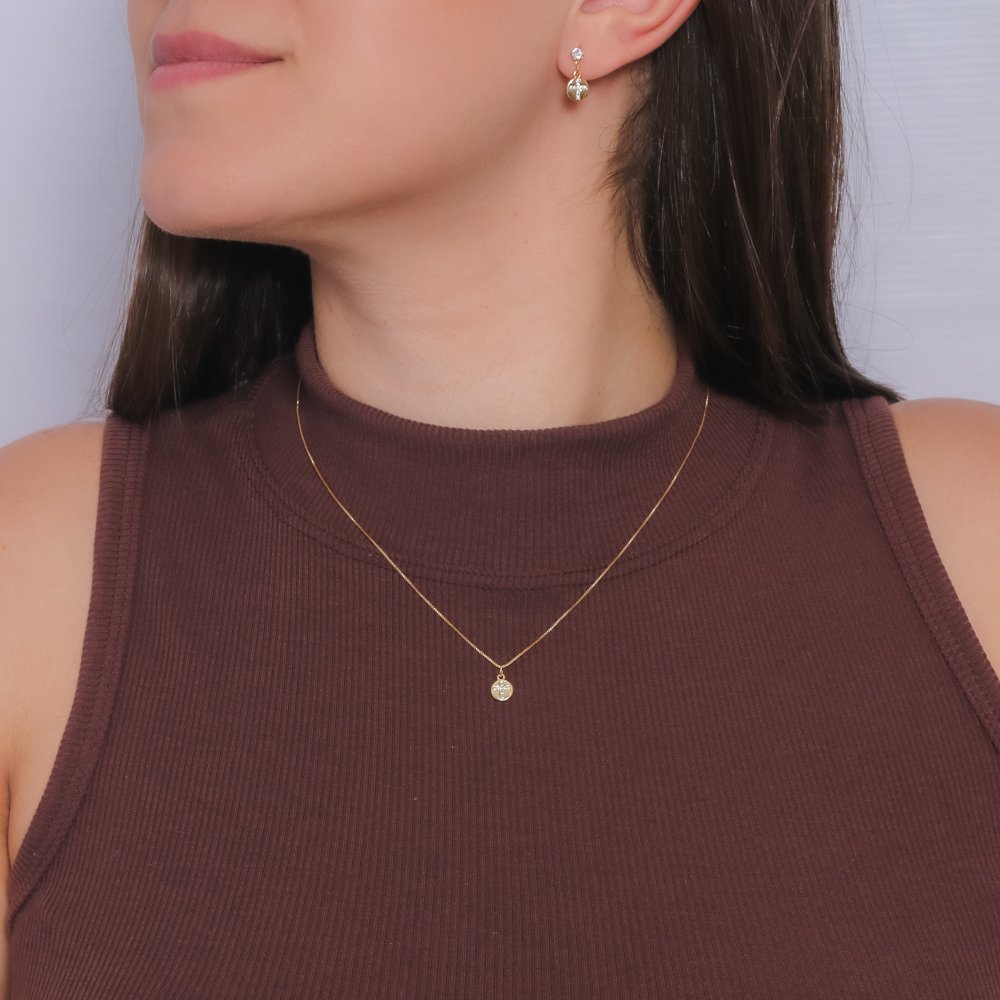 Cjt-532-Fo (40cm+5cm) Conjunto Cruz Cravejada Cristal