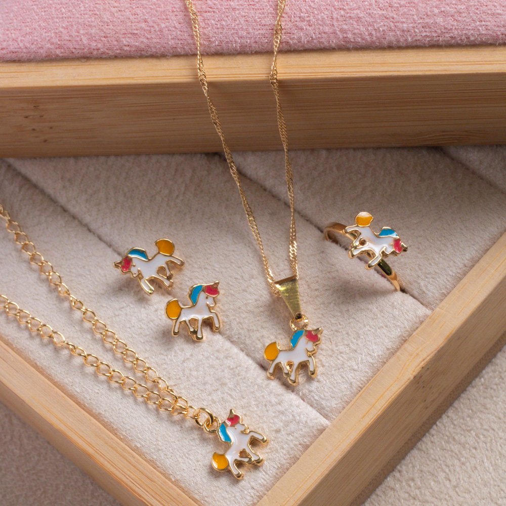 Cjt-545-Fo Conjunto Infantil De Unicórnio Resinado