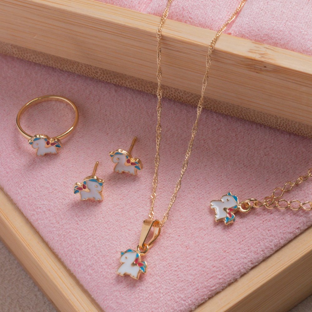 Cjt-548-Fo Conjunto Infantil De Unicórnio Resinado