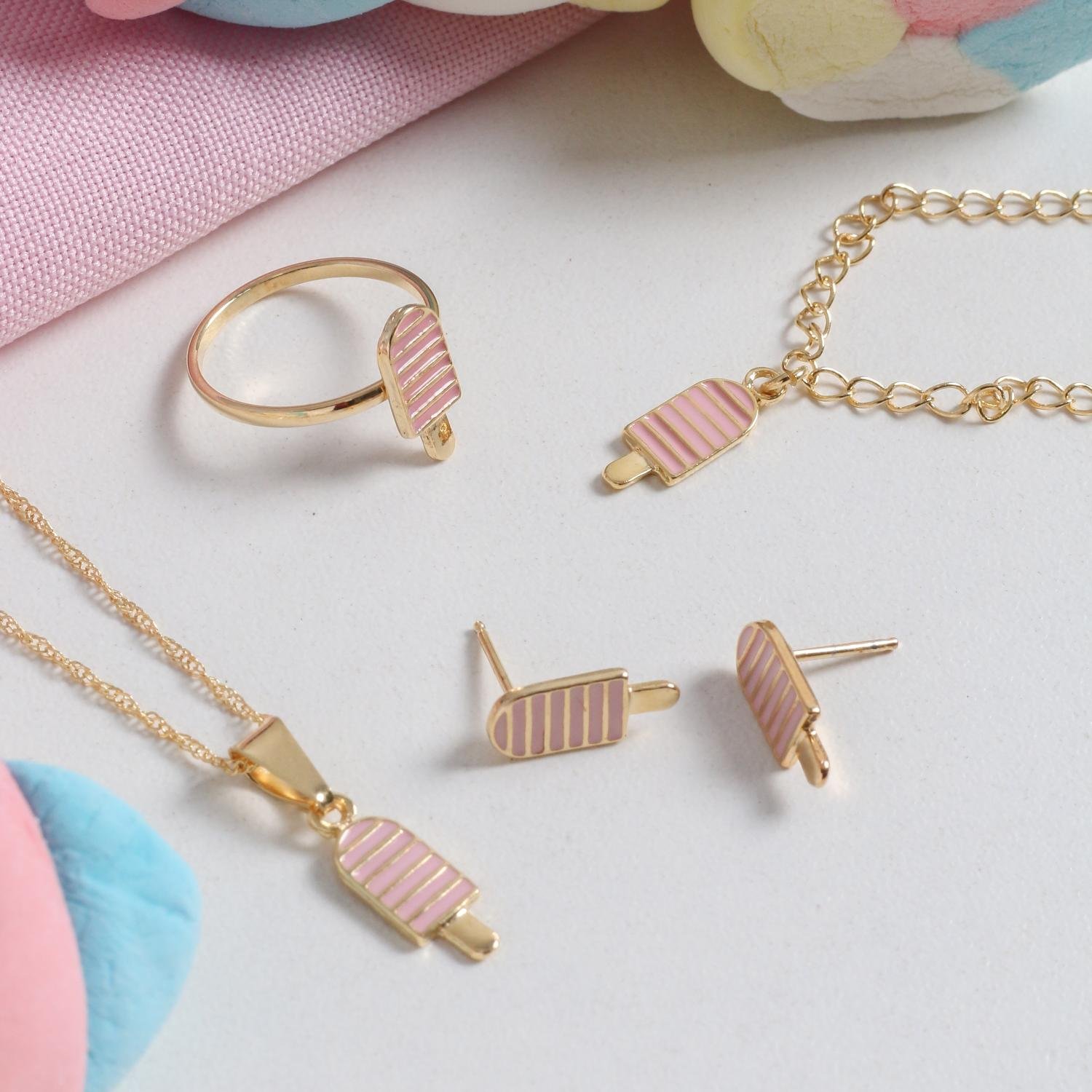 Cjt-555-Fo Conjunto Infantil De Picolé Resinado Rosa