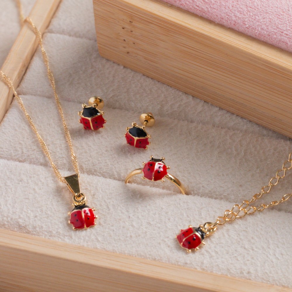 Cjt-560-Fo Conjunto Infantil De Joaninha Resinada