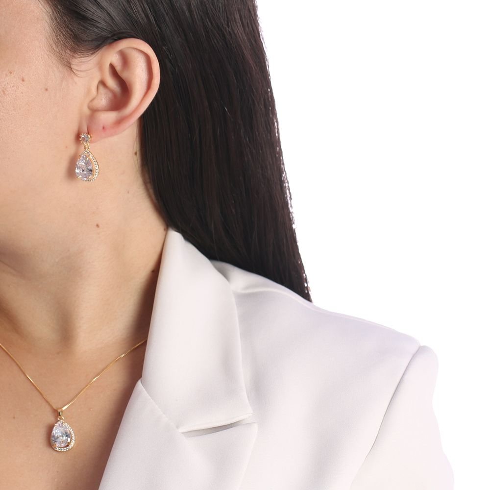 CJT-583-FO CONJUNTO DE GOTA CRISTAL E PRETO