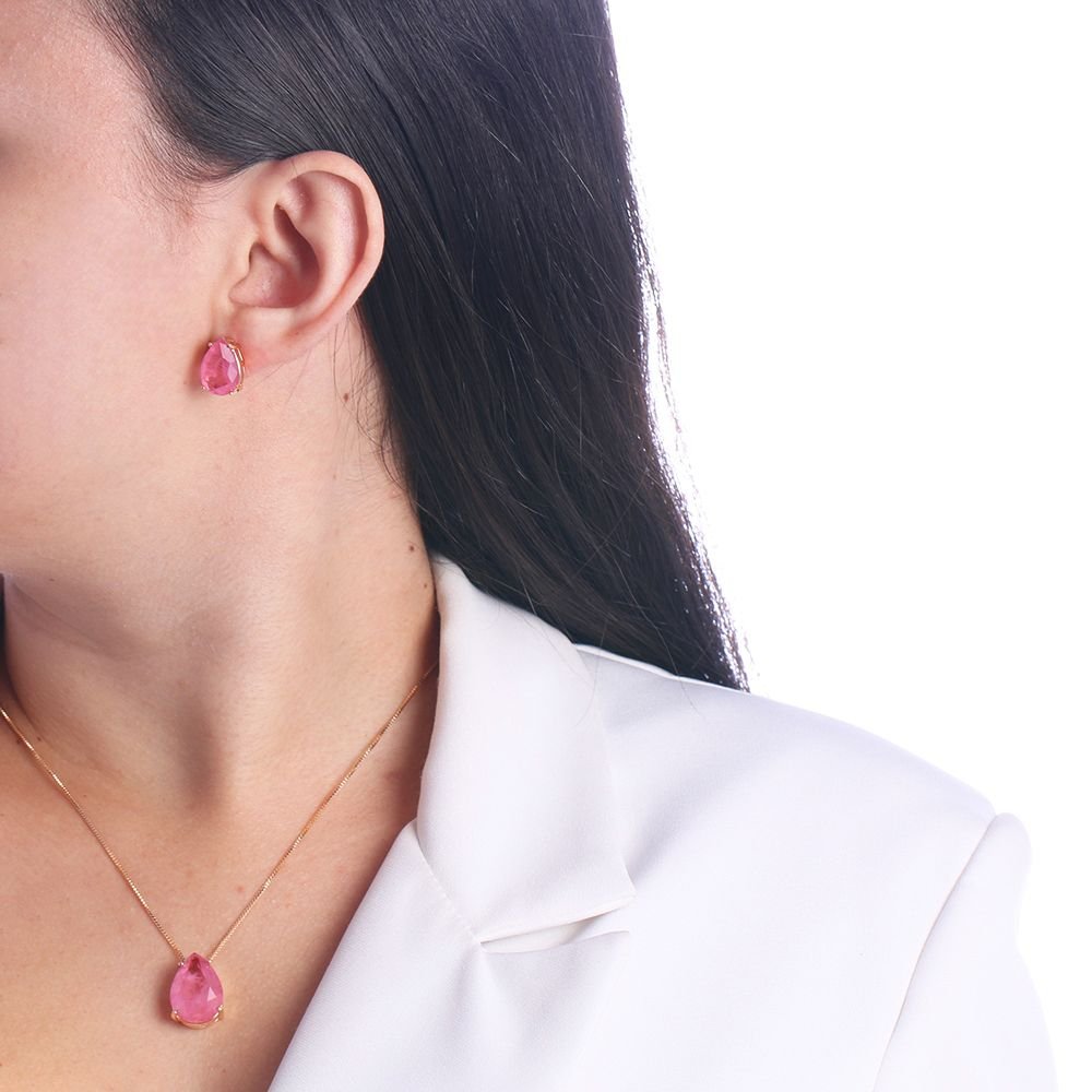 Cjt-610-Fo (45cm+5cm) Conjunto De Gota Com Pedra Azul Claro Fusion