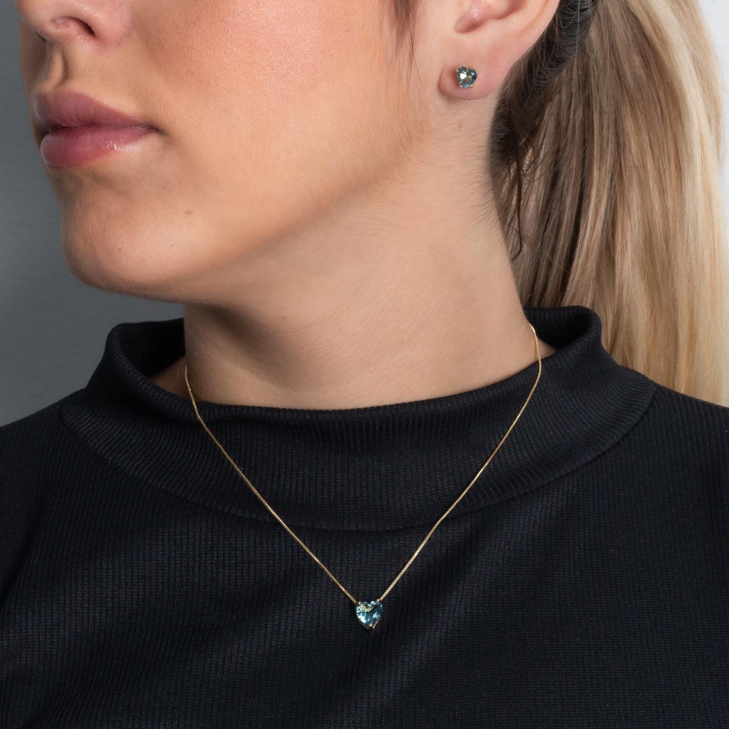 Cjt-616-Fo (40cm+5cm) Conjunto De Coração Pedra Cristal