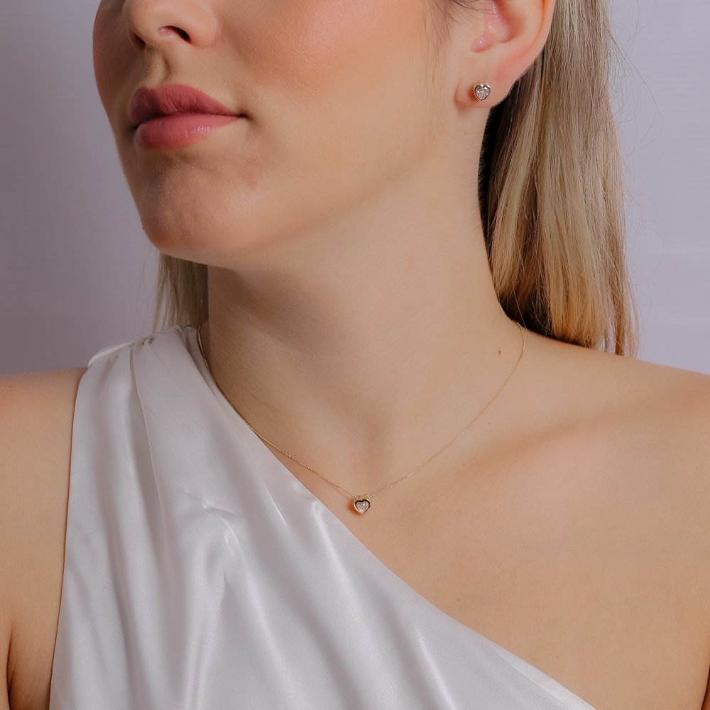 Cjt-623-Fo (40cm+5cm) Conjunto De Coração Com Zircônia (7mm)