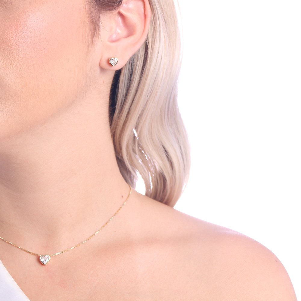 Cjt-624-Fo (40cm+5cm) Conjunto Ponto De Luz Coração Zircônia