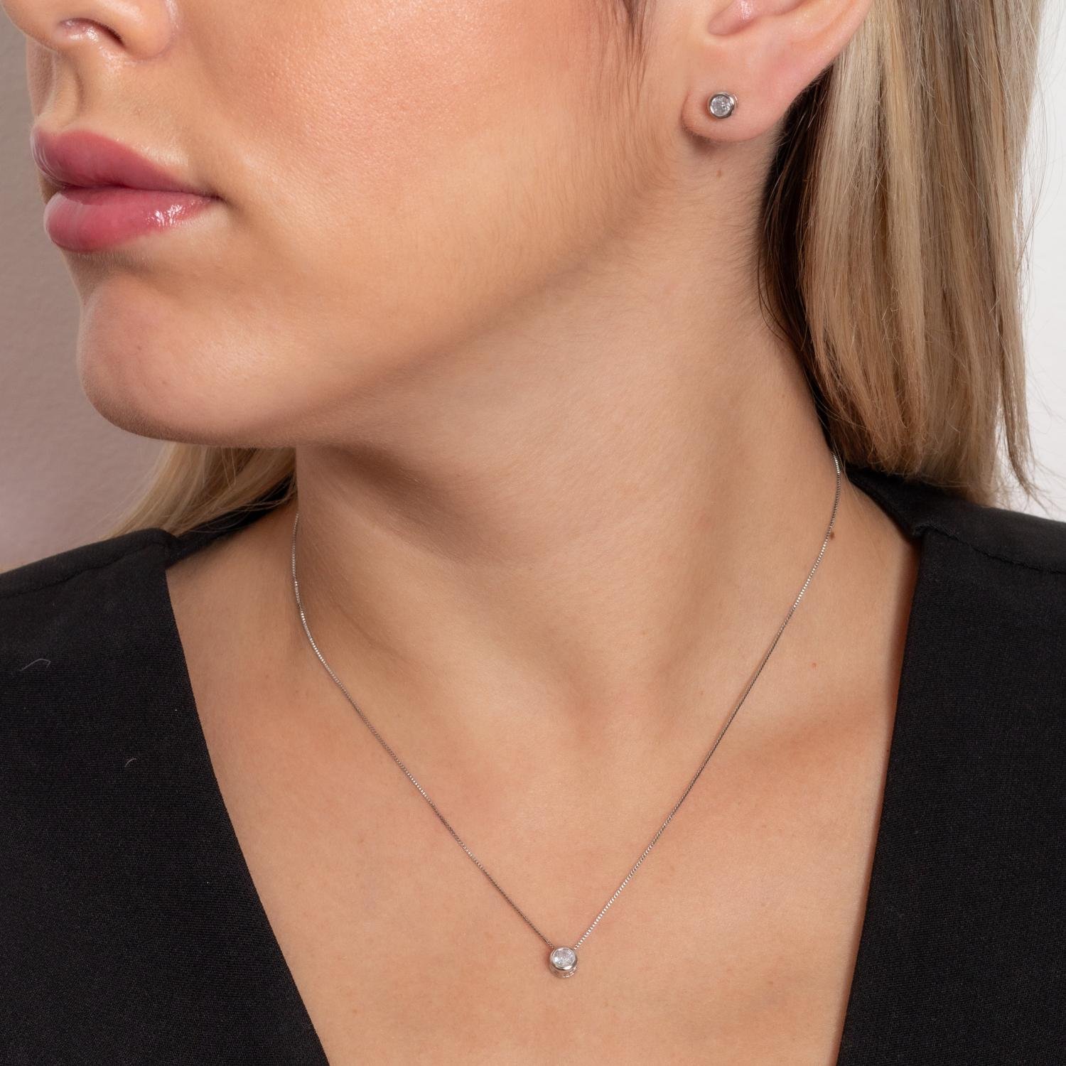 Cjt-625-Rd Conjunto Ponto De Luz Cristal - Ródio Branco (40cm+5cm).