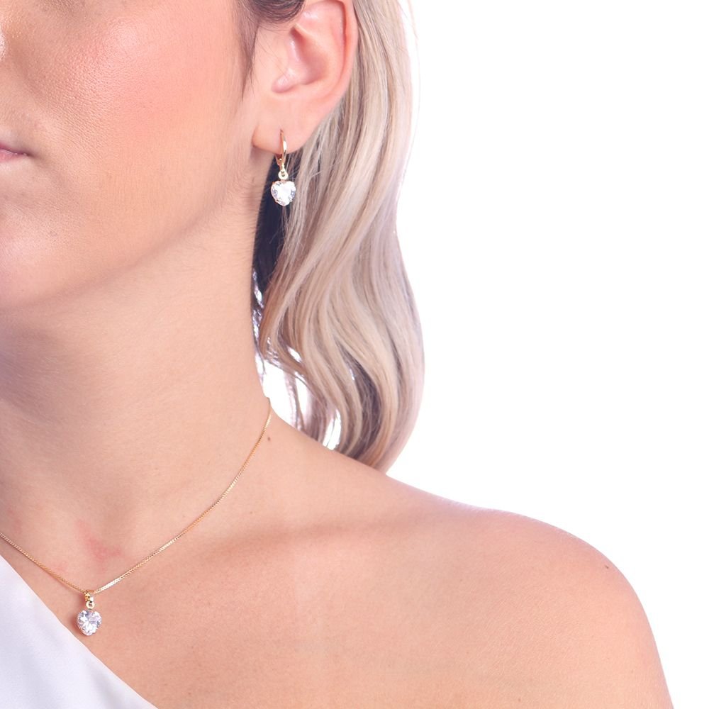 Cjt-628-Fo (40cm+5cm) Conjunto De Coração Cristal