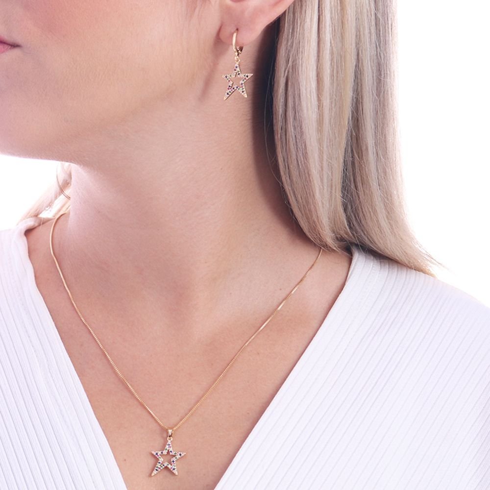 Cjt-641-Fo (45cm+5cm) Conjunto De Estrela Cravejada Colorida