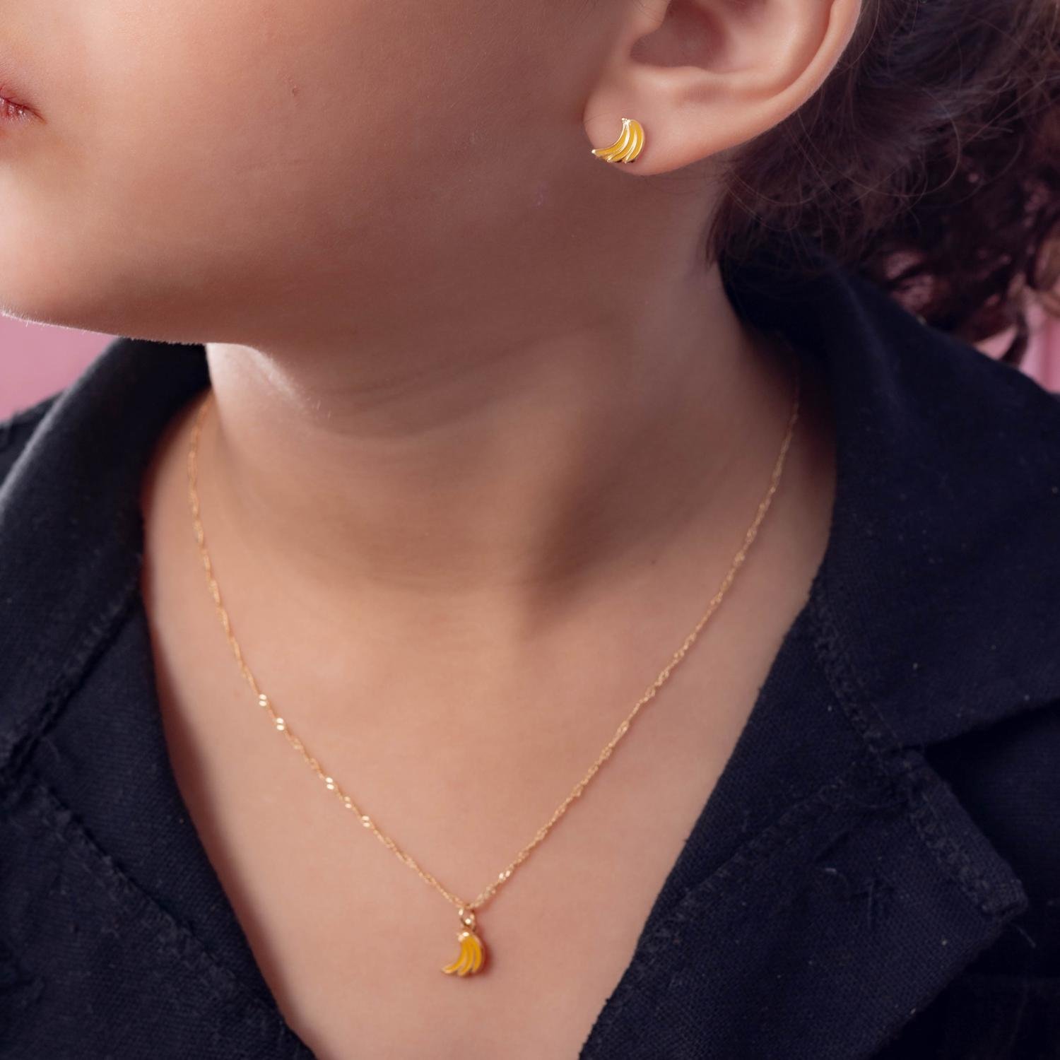 Cjt-667-Fo Cojunto Infantil Banana Com Resina Amarela (35cm+5cm).