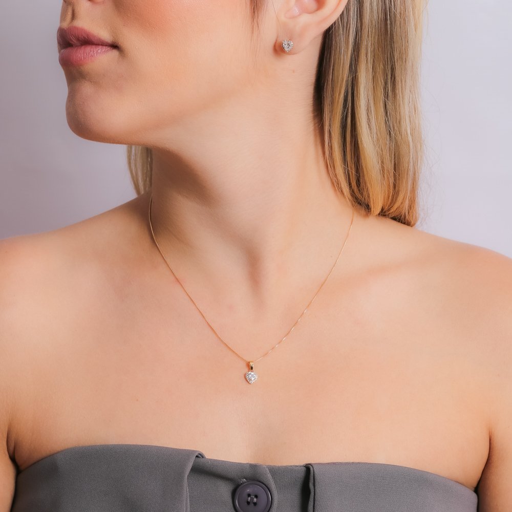 Cjt-684-Fo Conjunto De Coração Cristal (40cm+5cm).