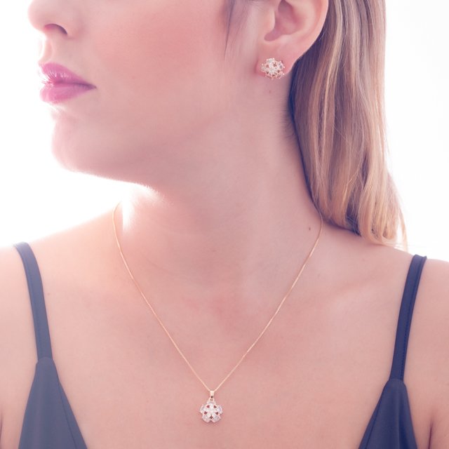 Cjt-757-Fo Conjunto Cravejado De Zircônias Cristal (45cm+5cm).