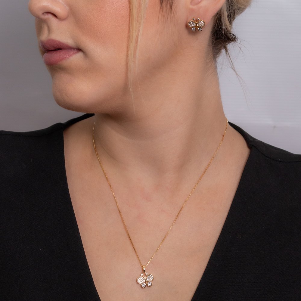 Cjt-785-Do Conjunto De Borboleta Cravejado Cristal (45cm+5cm).