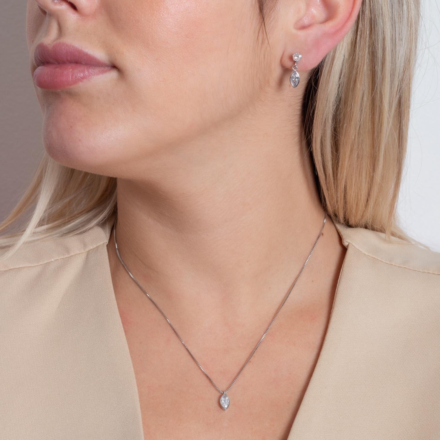 Cjt-848-Rd Conjunto Ponto De Luz Cristal - Ródio Branco (40cm+5cm).