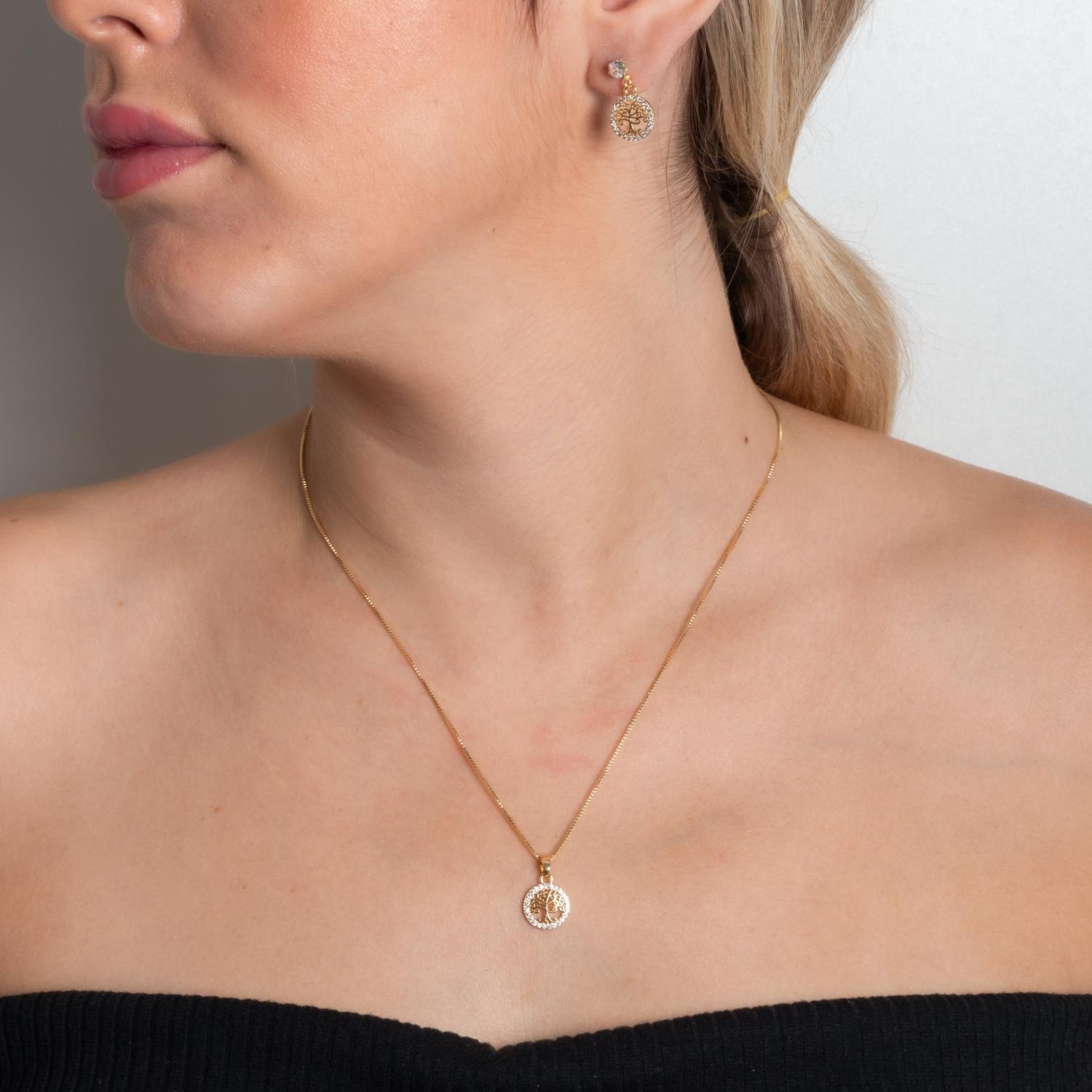 Cjt-873-Fo Conjunto De Árvore Da Vida Cravejado Cristal (45cm+5cm).