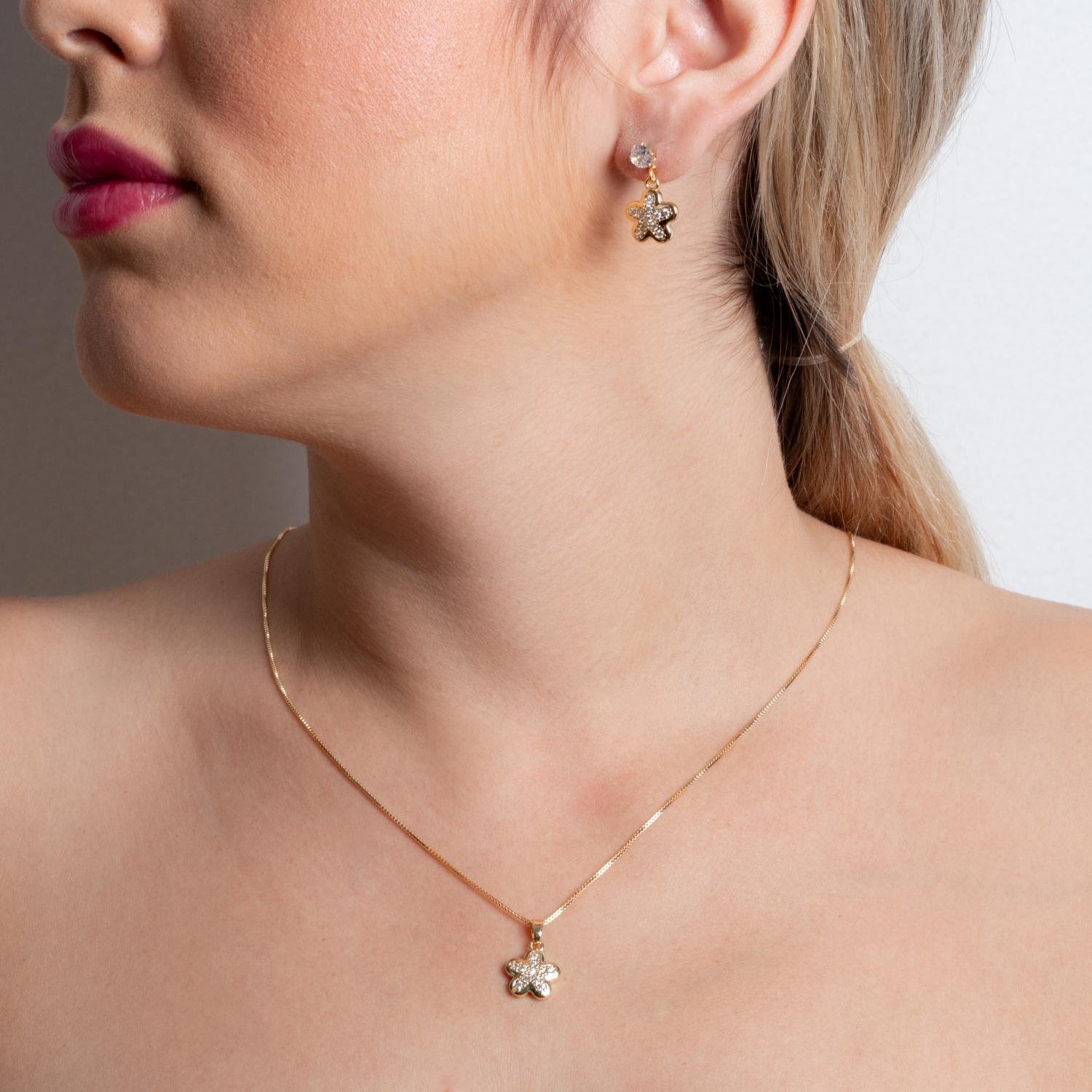 Cjt-883-Fo Conjunto De Flor Cravejado Cristal (45cm+5cm).