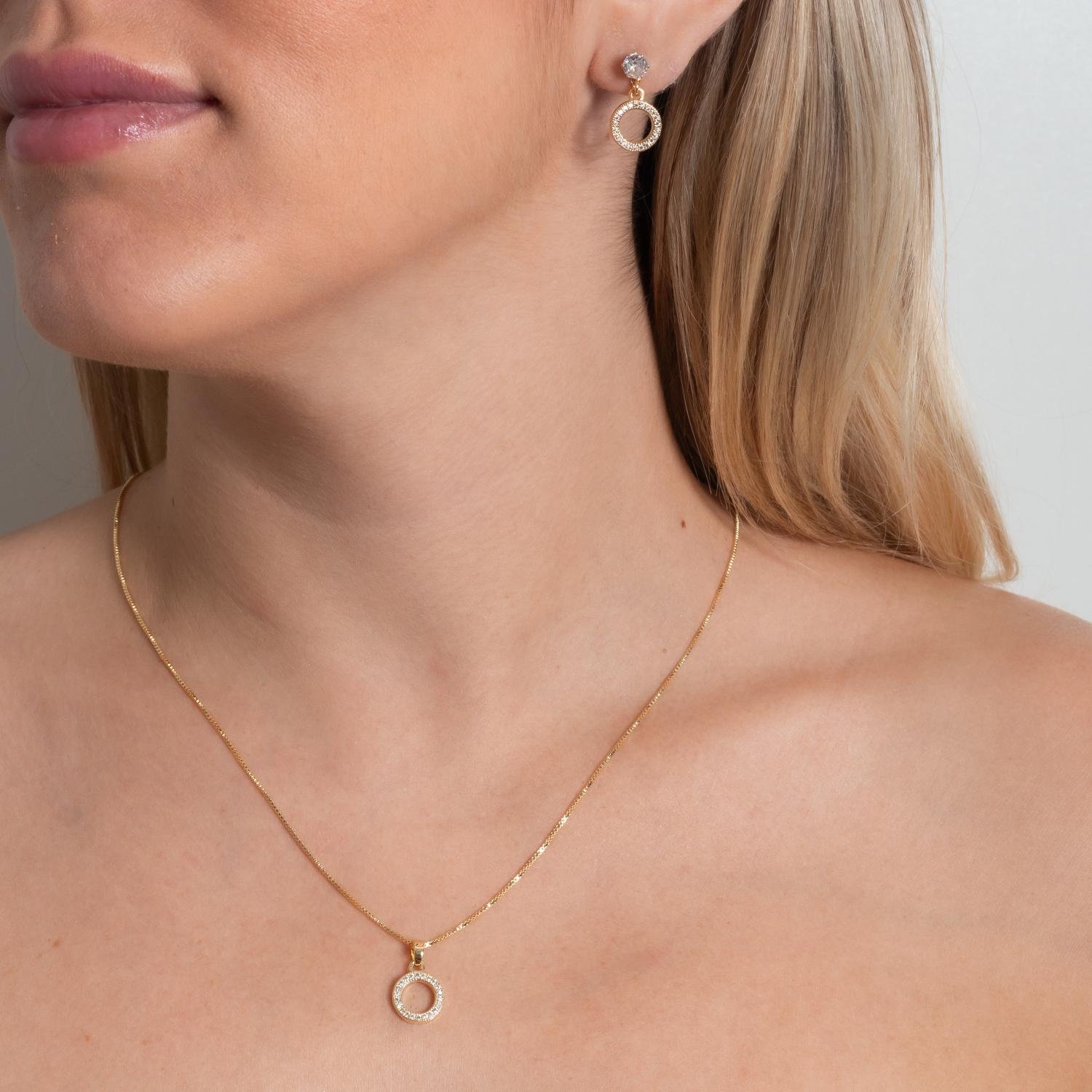 Cjt-903-Fo Conjunto Redondo Vazado Cravejado Cristal (45cm+5cm).