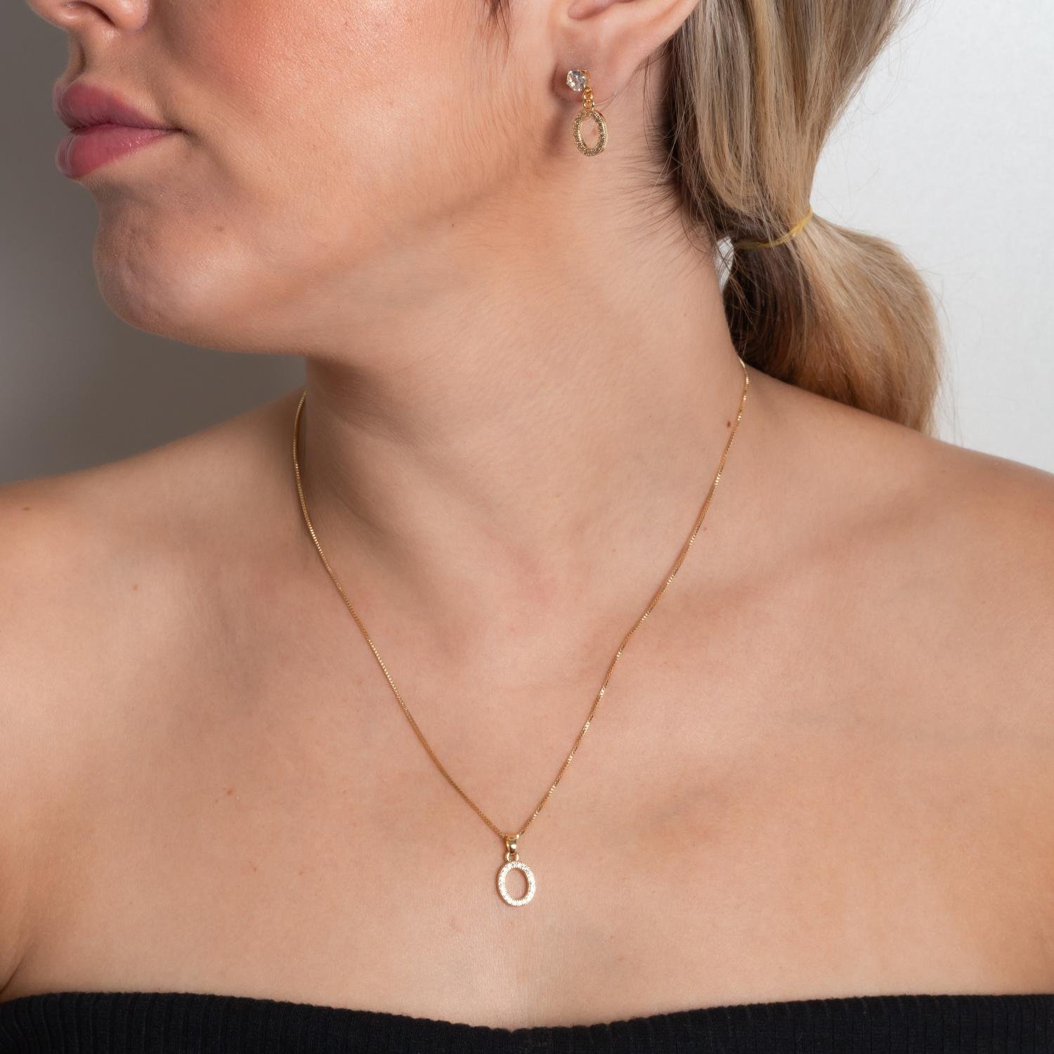 Cjt-904-Fo Conjunto Oval Cravejado De Zircônias Critais (45cm+5cm).