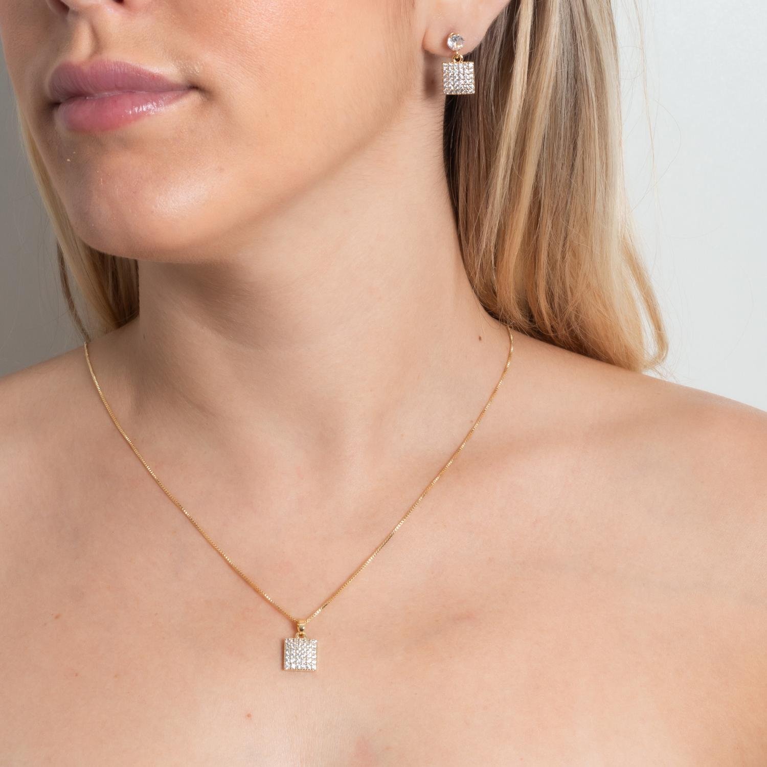 Cjt-911-Fo Conjunto Quadrado Cravejado Cristal (45cm+5cm).