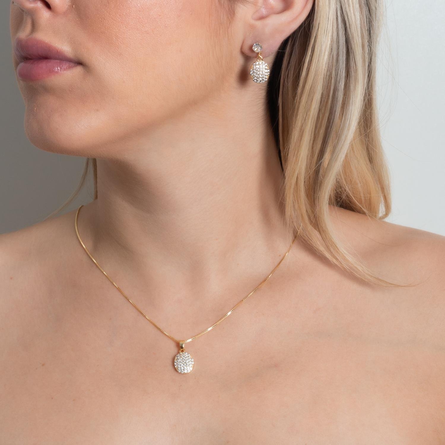 Cjt-913-Fo Conjunto Cravejado De Zircônias Cristais (45cm+5cm).