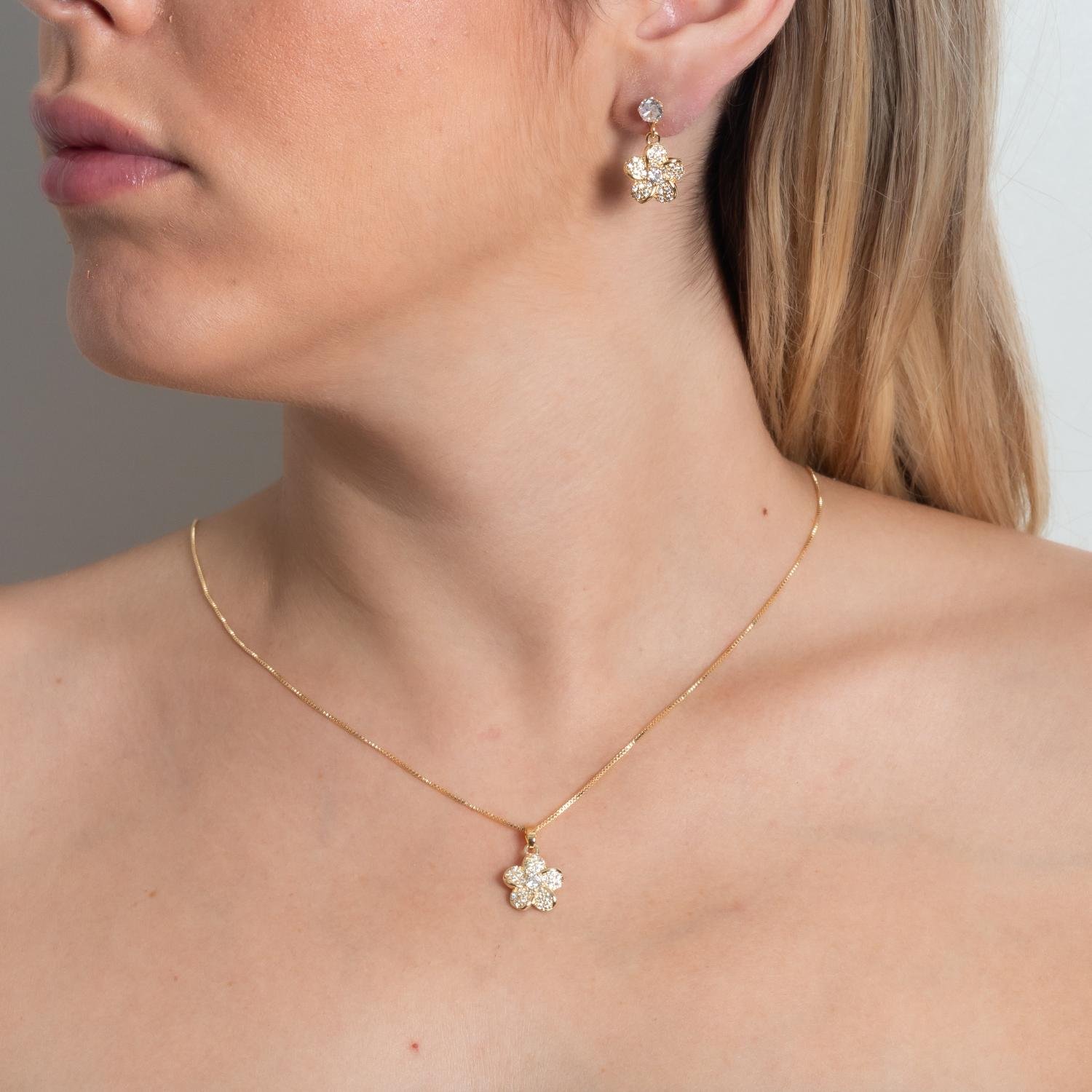 Cjt-955-Fo Conjunto De Flor Cravejado Cristal (45cm+5cm).