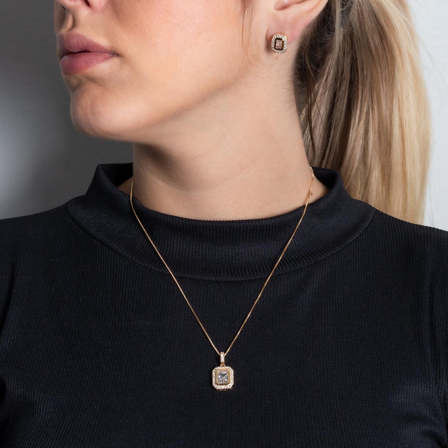 Cjt-961-Fo Conjunto Cravejado De Zircônia Cristal (45cm+5cm).