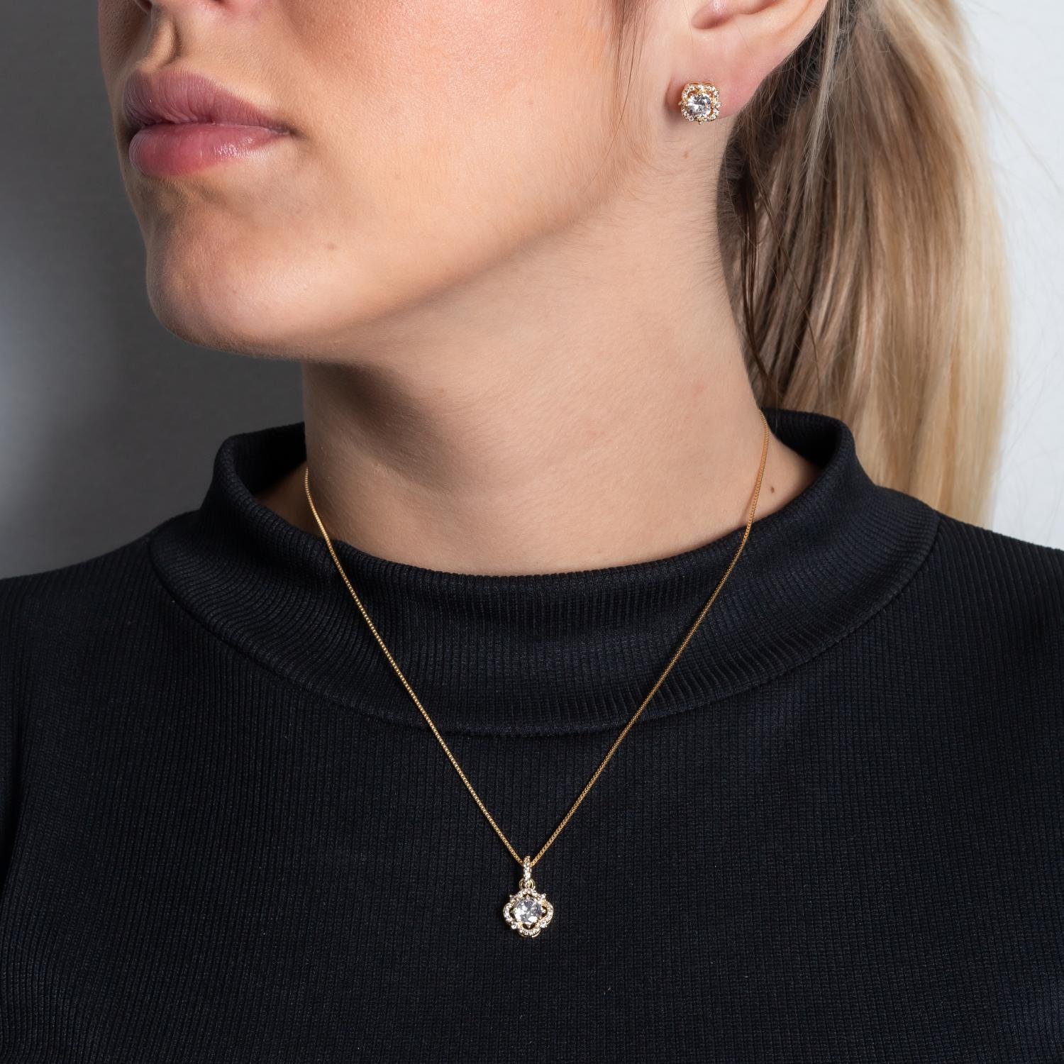 Cjt-982-Fo Conjunto De Coração Cravejado Cristal (45cm+5cm).