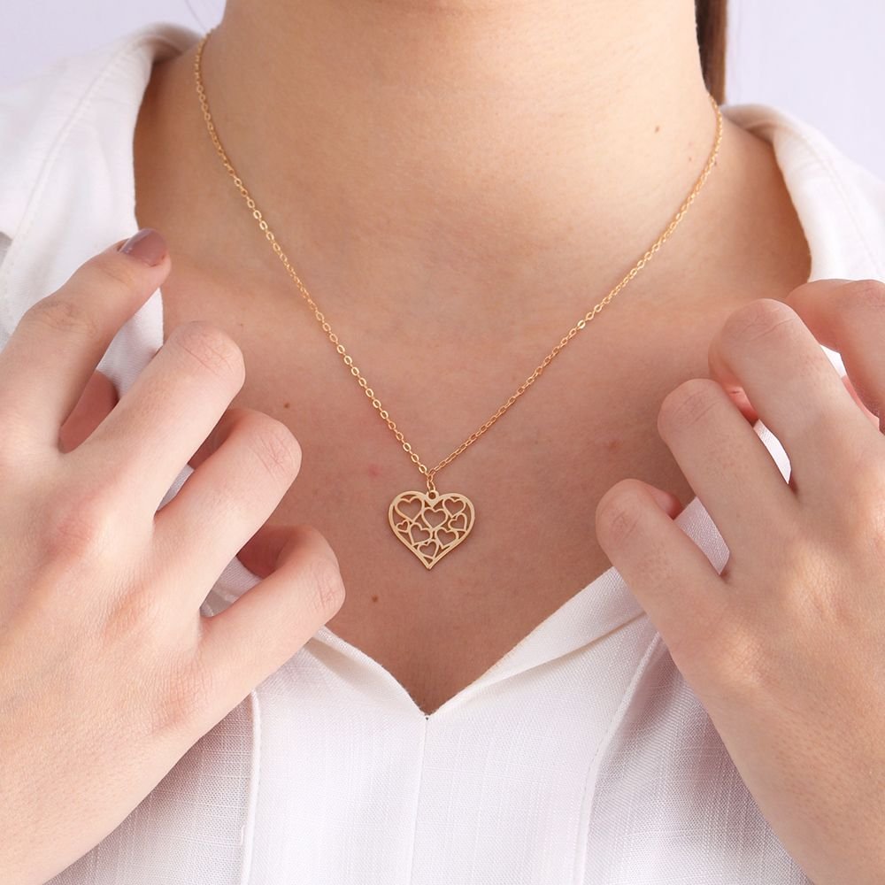 Cll-225-Fo Colar De Coração Com Corações Vazados (40cm+5cm).