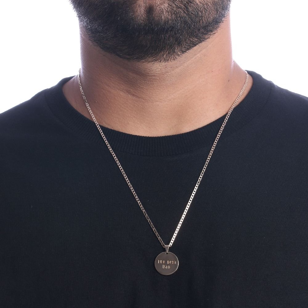 Cll-264-Fo Corrente Masculina Com Medalha Escrito The Best Dad (60cm)
