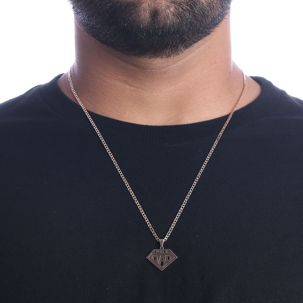 Cll-265-Fo Corrente Masculina Com Pingente Escrito Super Dad (60cm)