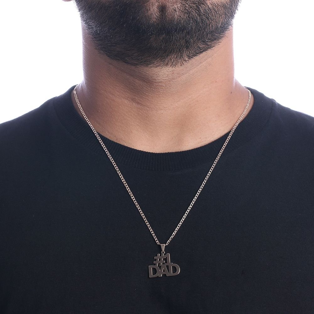 Cll-266-Fo Corrente Masculina Com Pingente Escrito #1 Dad (60cm)