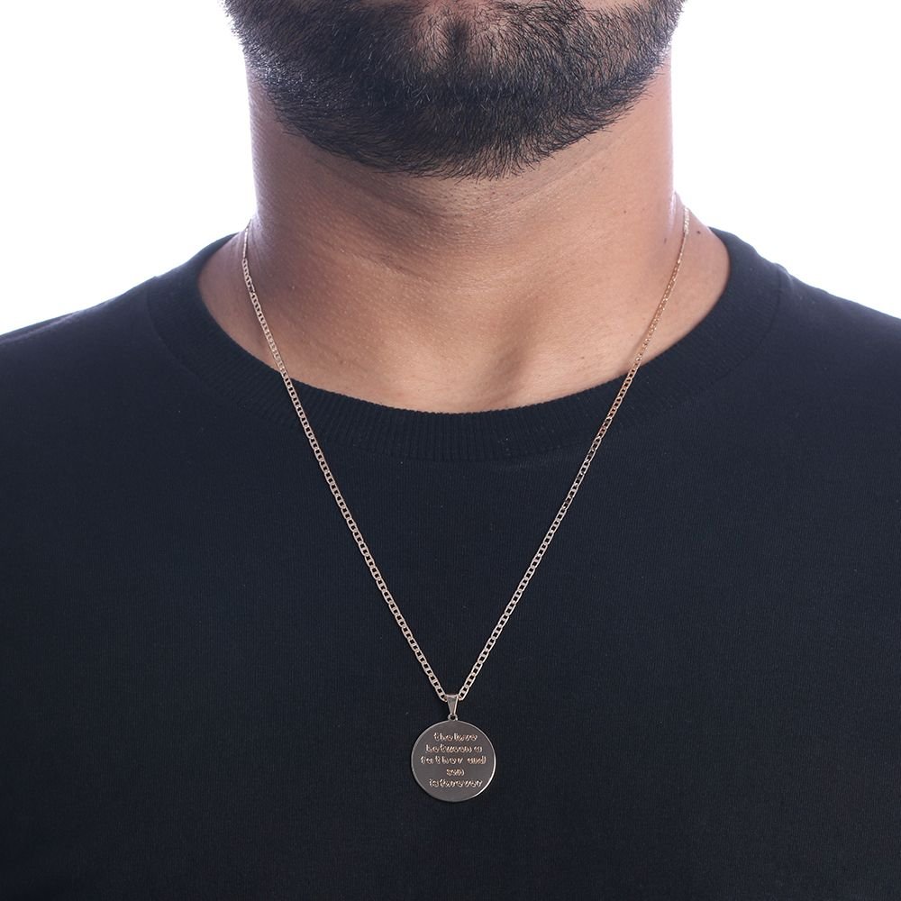 Cll-269-Fo Corrente Masculina Com Medalha Escrito Em Inglês (60cm)