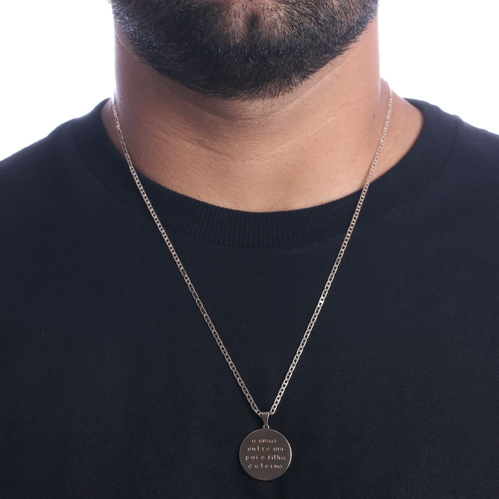 Cll-270-Fo Corrente Masculina Com Medalha E Escrito