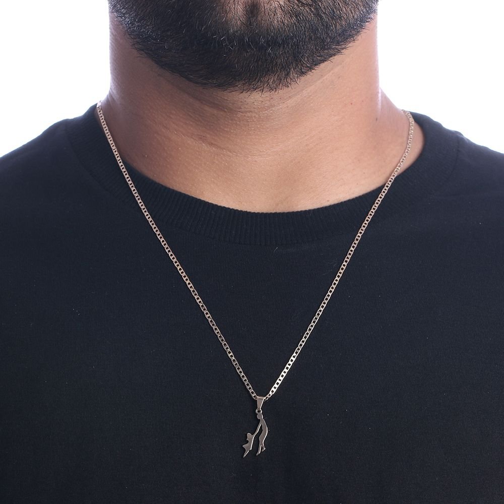 Cll-271-Fo Corrente Masculina Com Pingente De Pai E Filha (60cm)
