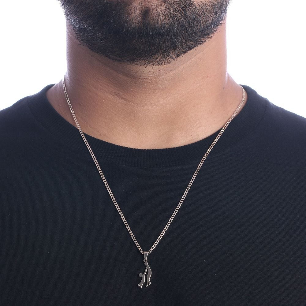Cll-272-Fo Corrente Masculina Com Pingente De Pai E Filho (60cm)