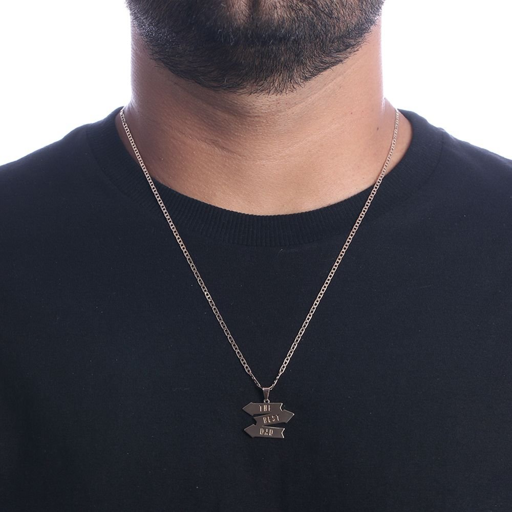 Cll-273-Fo Corrente Masculina Com Pingente Escrito The Best Dad (60cm)