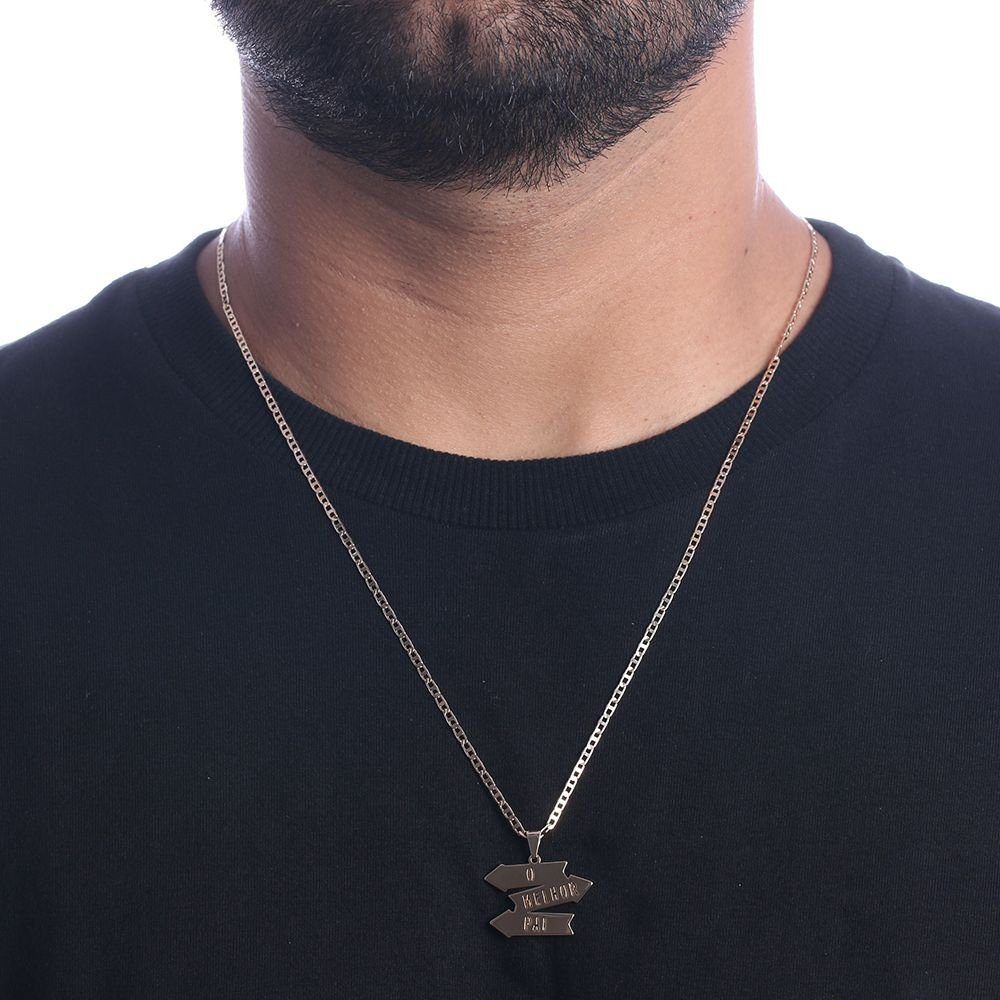 Cll-274-Fo Corrente Masculina Com Pingente Escrito O Melhor Pai (60cm)