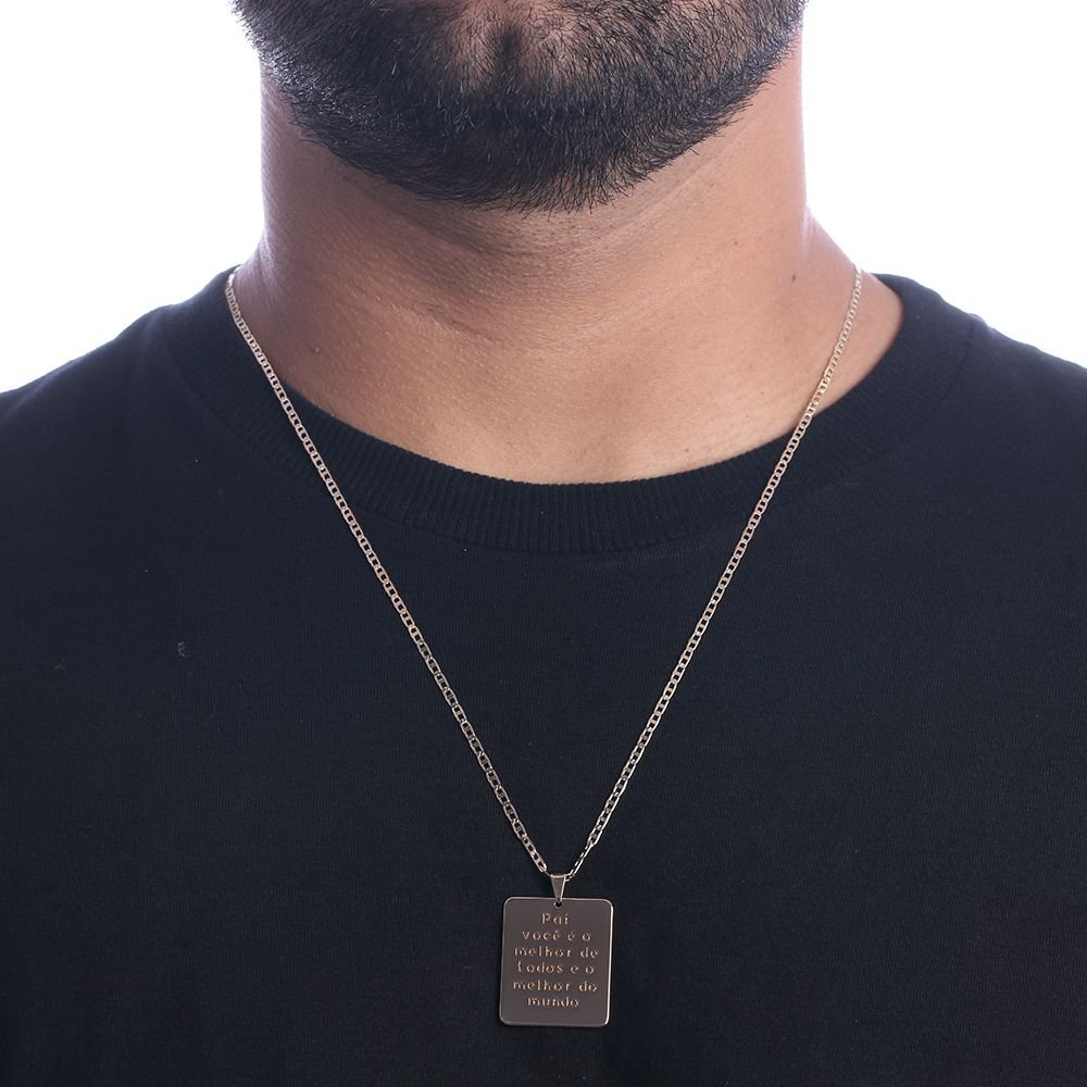 Cll-280-Fo Corrente Masculina Plaquinha Com Escrito (60cm)
