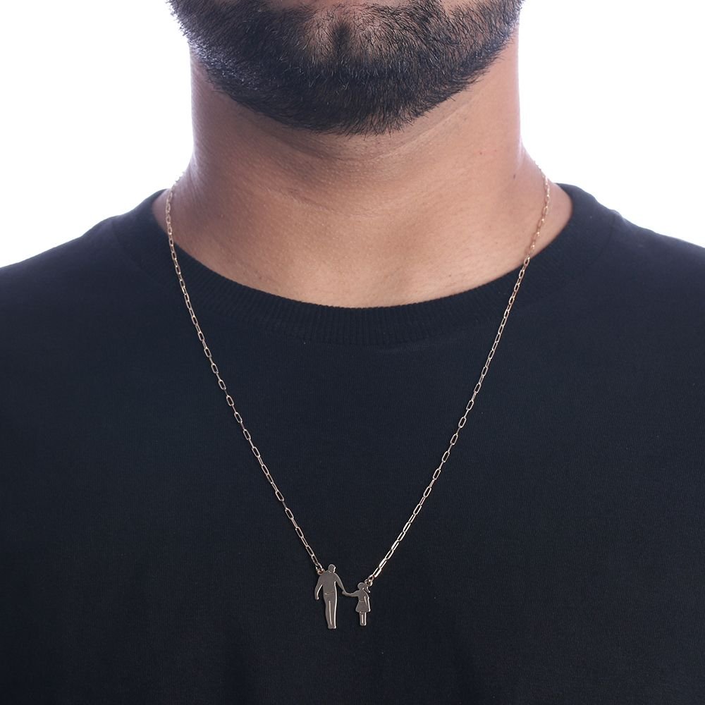Cll-285-Fo Corrente Masculina Com Pingente De Pai E Filha