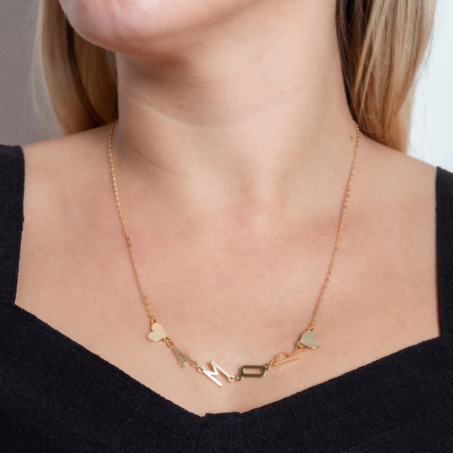 Cll-44-Fo Colar Amor Com Corações Nas Laterais.