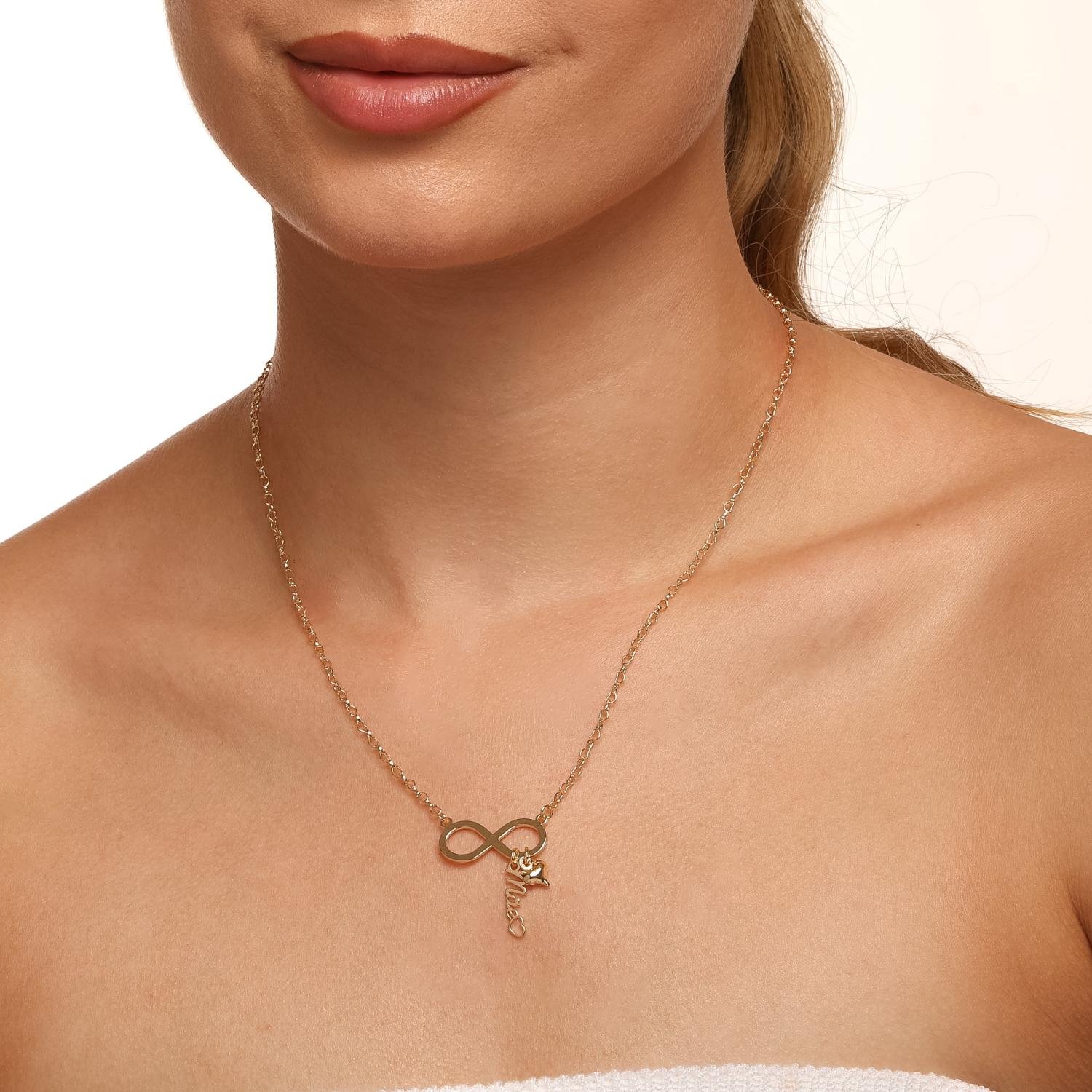 Cll-531-Fo Colar com Pingente de Infinito e Escrita 'Mãe' com Coração Liso Pendente 