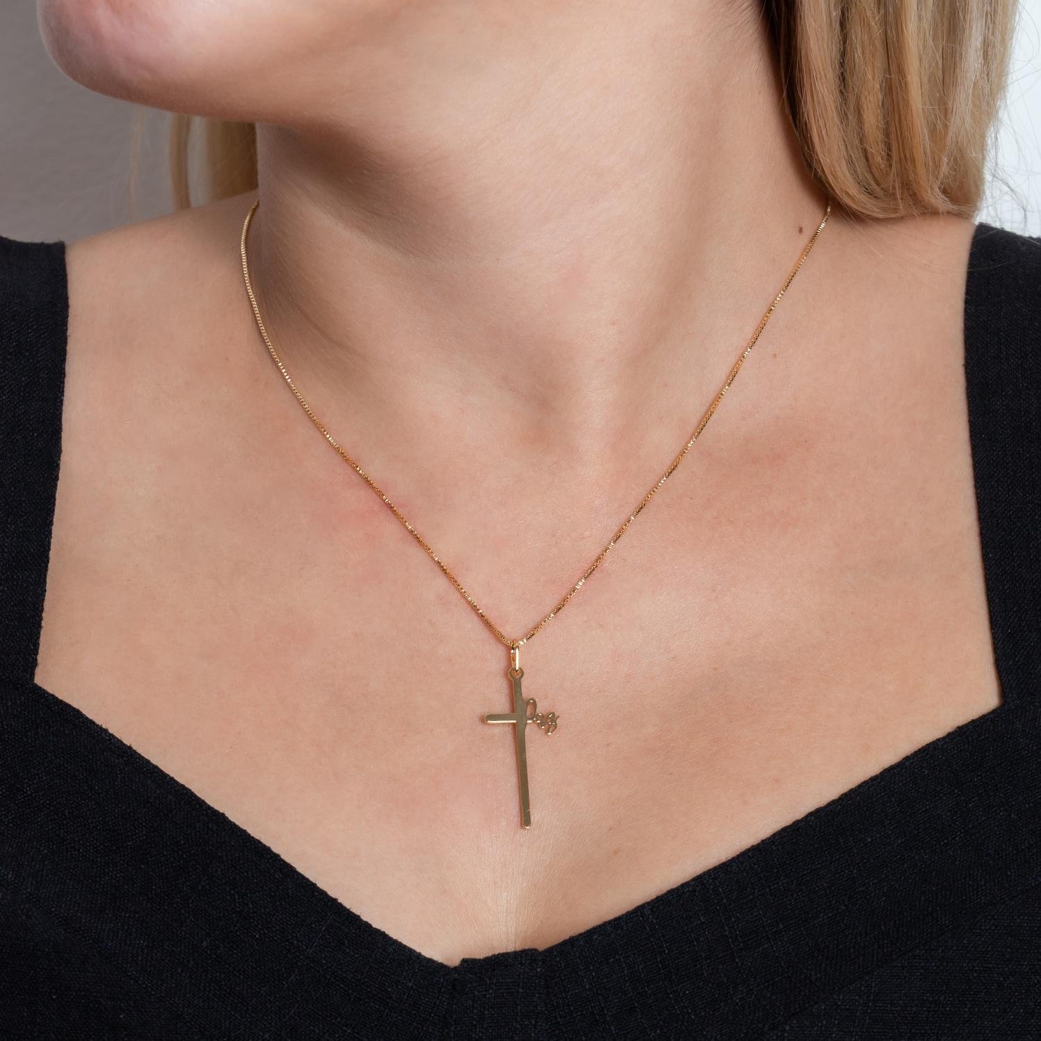 Cls-177-Fo 45cm+5cm Colar De Cruz 'Paz'