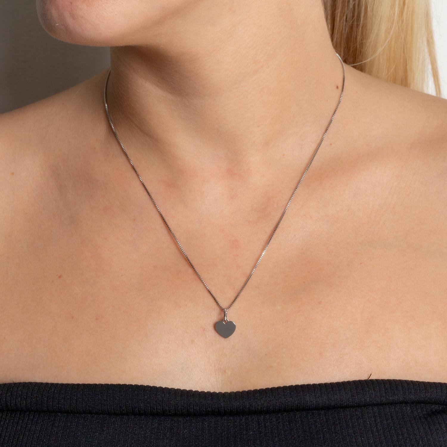 Cls-188-Rd Colar De Coração - Ródio Branco (45cm+5cm).