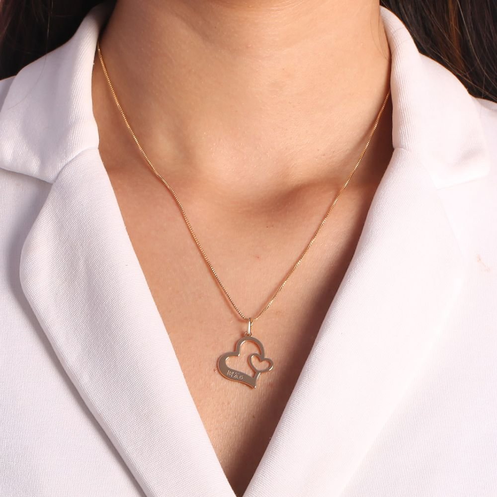 Cls-1911-Fo Colar Coração Mãe (45cm+5cm)