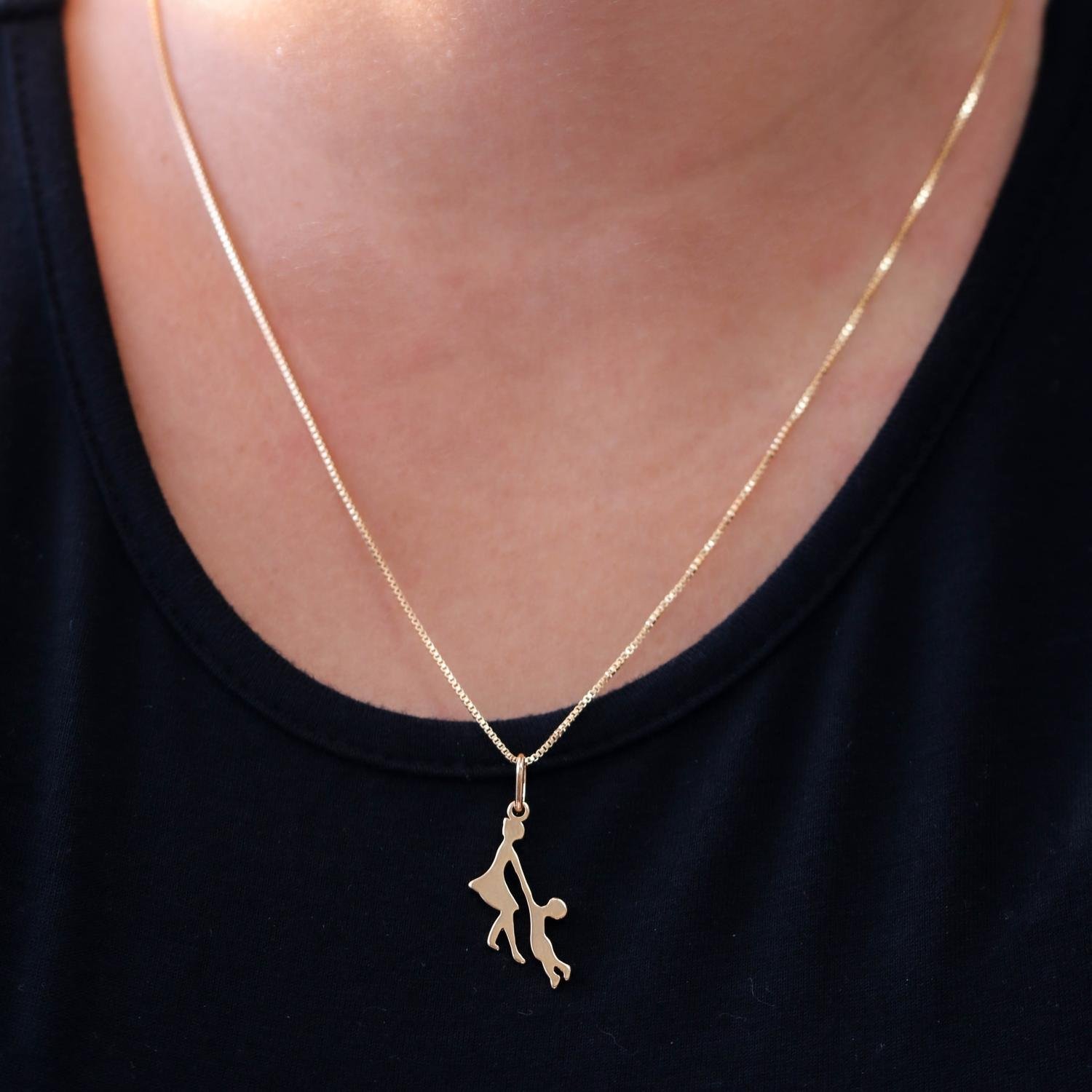 Cls-2929-Fo Colar Com Pingente Vazado Mãe E Filho (45cm+5cm).