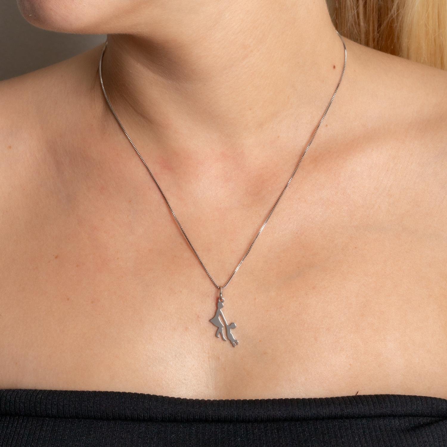 Cls-2929-Rd Colar Mãe E Filho Vaneziana - Ródio Branco (45cm+5cm).